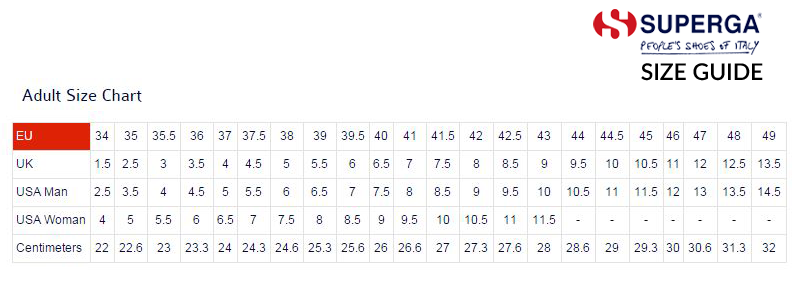 superga sizing chart